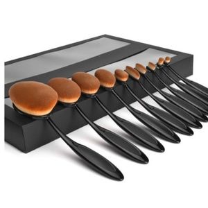 10 PCS Soft Synthetic Oval Makeup Brush Set